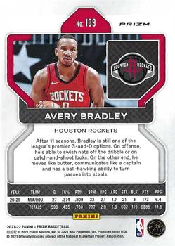 2021-22 Panini Prizm - Silver #109 Avery Bradley Back