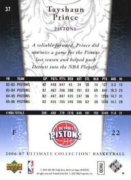 2006-07 Upper Deck Ultimate Collection #37 Tayshaun Prince Back
