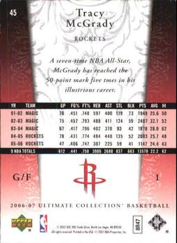 2006-07 Upper Deck Ultimate Collection #45 Tracy McGrady Back