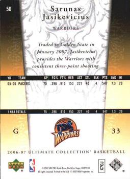 2006-07 Upper Deck Ultimate Collection #50 Sarunas Jasikevicius Back