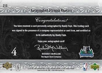 2006-07 Upper Deck Ultimate Collection #210 Randy Foye Back