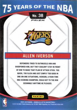 2021-22 Panini Prizm - 75 Years of the NBA (Donruss Optic) #38 Allen Iverson Back
