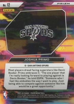 2021-22 Panini Prizm - Instant Impact Prizms Silver #12 Joshua Primo Back