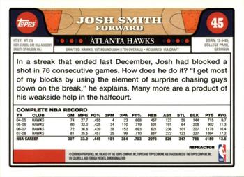2008-09 Topps Chrome - Refractors #45 Josh Smith Back