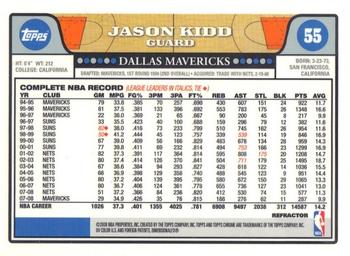 2008-09 Topps Chrome - Refractors #55 Jason Kidd Back