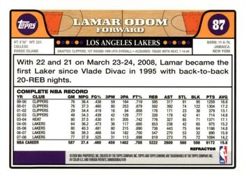 2008-09 Topps Chrome - Refractors #87 Lamar Odom Back