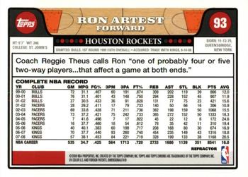 2008-09 Topps Chrome - Refractors #93 Ron Artest Back