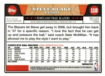 2008-09 Topps Chrome - Refractors #118 Steve Blake Back