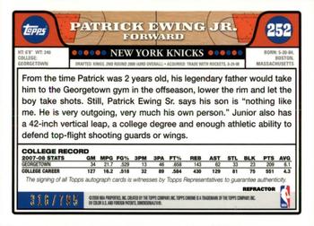 2008-09 Topps Chrome - Refractors #252 Patrick Ewing Jr. Back