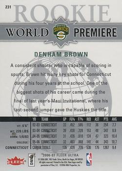 2006-07 Ultra #231 Denham Brown Back