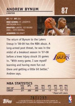 2008-09 Topps Co-Signers - Bronze #87 Andrew Bynum Back