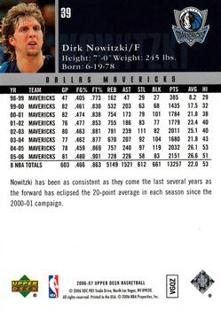 2006-07 Upper Deck #39 Dirk Nowitzki Back