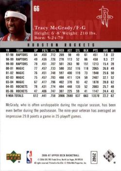 2006-07 Upper Deck #66 Tracy McGrady Back