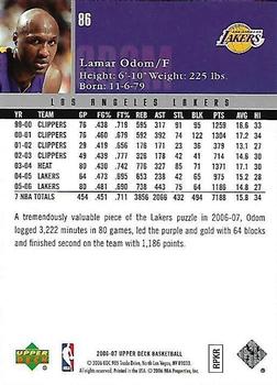 2006-07 Upper Deck #86 Lamar Odom Back