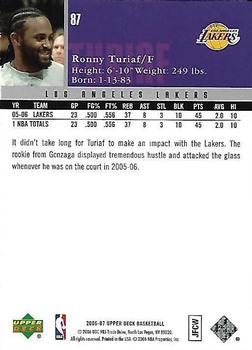 2006-07 Upper Deck #87 Ronny Turiaf Back