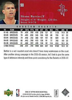 2006-07 Upper Deck #90 Shane Battier Back