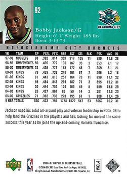 2006-07 Upper Deck #92 Bobby Jackson Back