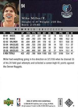 2006-07 Upper Deck #94 Mike Miller Back