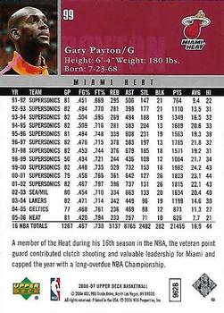 2006-07 Upper Deck #99 Gary Payton Back
