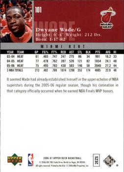 2006-07 Upper Deck #101 Dwyane Wade Back