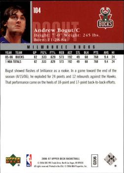 2006-07 Upper Deck #104 Andrew Bogut Back