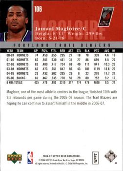 2006-07 Upper Deck #106 Jamaal Magloire Back