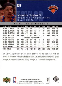 2006-07 Upper Deck #136 Maurice Taylor Back