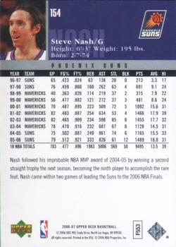2006-07 Upper Deck #154 Steve Nash Back