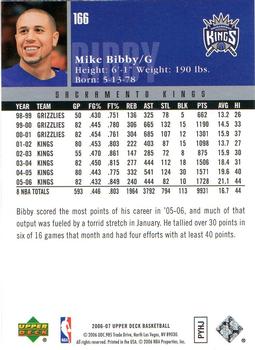 2006-07 Upper Deck #166 Mike Bibby Back
