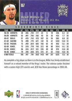2006-07 Upper Deck #167 Brad Miller Back