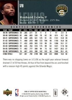 2006-07 Upper Deck #178 Rashard Lewis Back