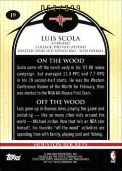 2008-09 Topps Hardwood - Hardwood #19 Luis Scola Back
