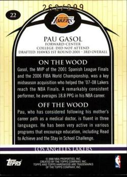 2008-09 Topps Hardwood - Hardwood #22 Pau Gasol Back