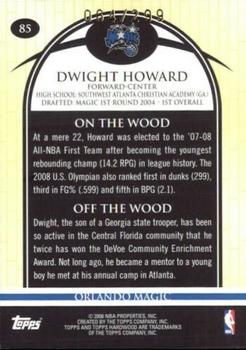 2008-09 Topps Hardwood - Hardwood #85 Dwight Howard Back