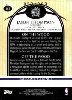 2008-09 Topps Hardwood - Hardwood #112 Jason Thompson Back