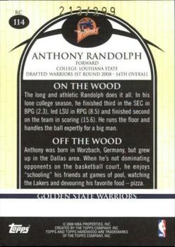 2008-09 Topps Hardwood - Hardwood #114 Anthony Randolph Back