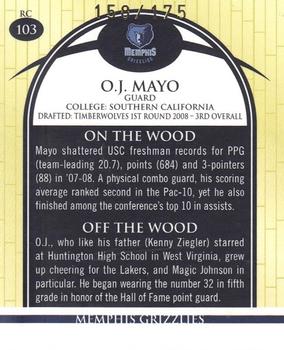 2008-09 Topps Hardwood - Maple #103 O.J. Mayo Back