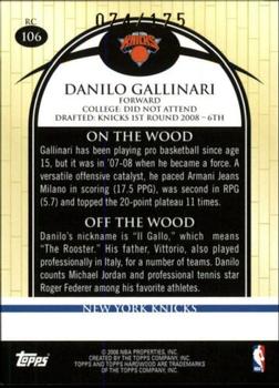 2008-09 Topps Hardwood - Maple #106 Danilo Gallinari Back