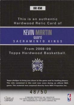 2008-09 Topps Hardwood - Relics Mahogany #HR-KM Kevin Martin Back