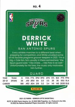 2021-22 Donruss Optic #4 Derrick White Back