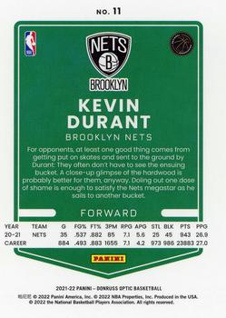 2021-22 Donruss Optic #11 Kevin Durant Back