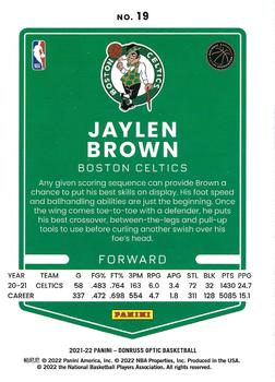 2021-22 Donruss Optic #19 Jaylen Brown Back