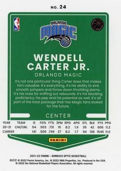 2021-22 Donruss Optic #24 Wendell Carter Jr. Back
