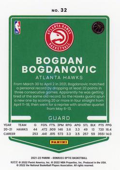 2021-22 Donruss Optic #32 Bogdan Bogdanovic Back