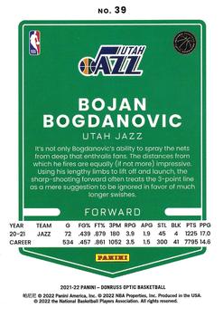 2021-22 Donruss Optic #39 Bojan Bogdanovic Back