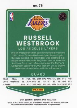 2021-22 Donruss Optic #76 Russell Westbrook Back