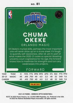 2021-22 Donruss Optic #81 Chuma Okeke Back