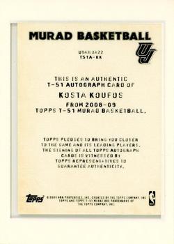 2008-09 Topps T-51 Murad - Autographs Black #T51A-KK Kosta Koufos Back