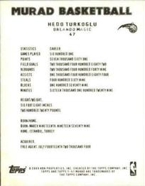 2008-09 Topps T-51 Murad - Mini #47 Hedo Turkoglu Back