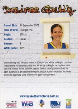 2007 Basketball Victoria WNBL #NNO Desiree Glaubitz Back